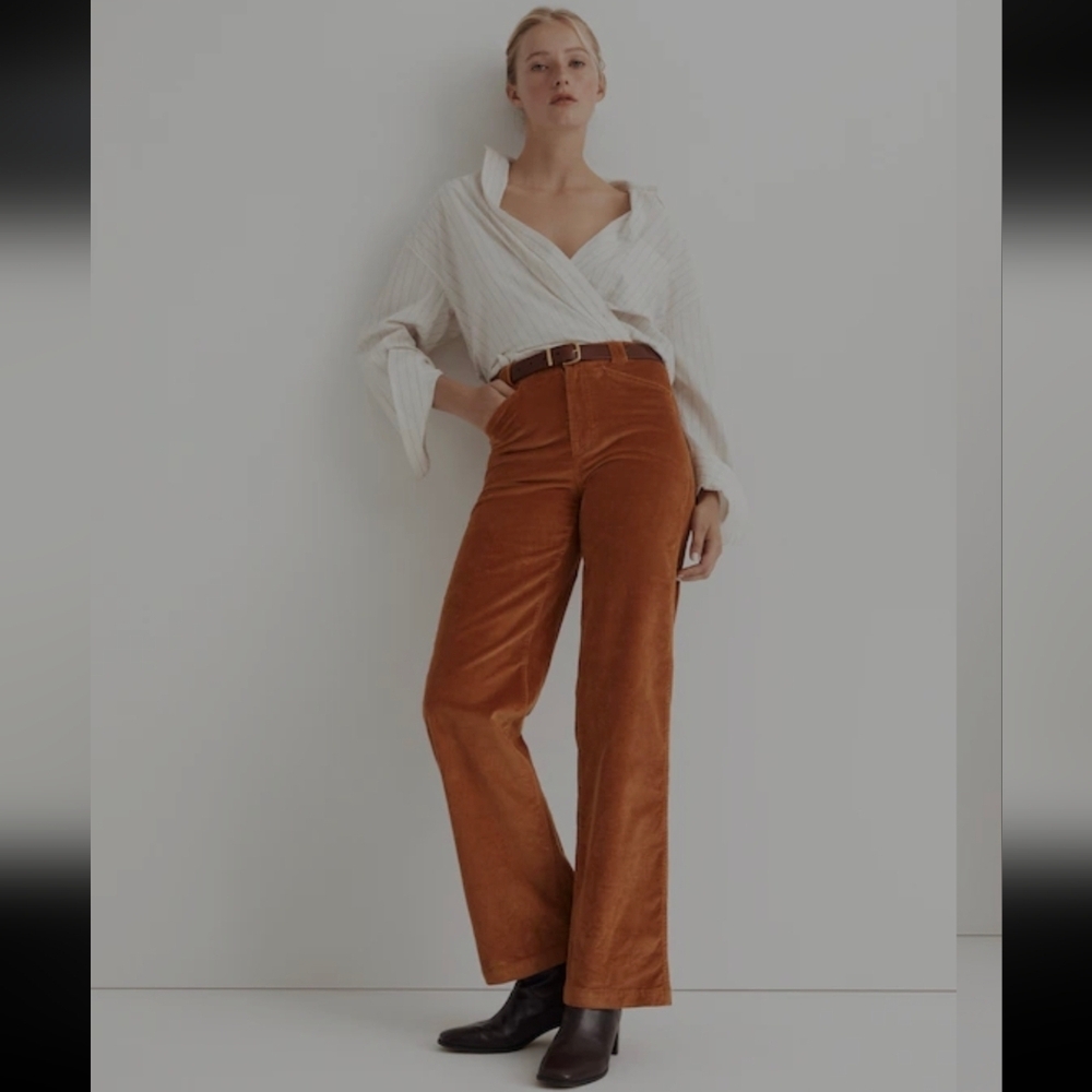 Madewell Women's Brown Corduroy Wide Leg Pants